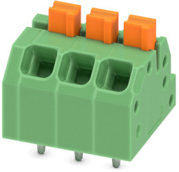 PCB terminal, 3 pole, pitch 3.5 mm, AWG 24-16, 16 A, spring-clamp connection, green, 1862055