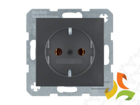 BERKER B.KWADRAT Gniazdo z uziemieniem schuko (samozaciski) antracyt mat 47431606 HAGER