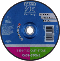 PFERD TOOLS 62914720 E 230-7 SG CAST+STONE Tarcza tnąca wygięta Średnica 230 mm Średnica otworu 22.23 mm stop aluminium,