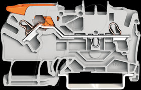 2102-1201 2-wire feed-through terminal block, CAGE CLAMP® 2.5 mm², grey