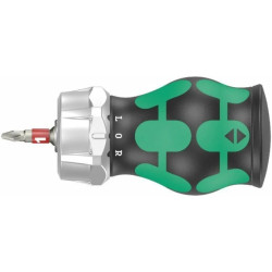 Wkrętak krótki, uchwyt bitów z magazynkiem i w zestawie z 6 bitami Stubby WERA