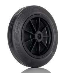 Kółko do wózka, Lite, Guma, Czarny, obc.: 250kg, śred.: 250mm, szer.: 50mm