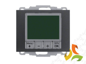 BERKER K.1 Cyfrowy regulator temperatury ze sterownikiem czasowym i stykiem zwiernym antracyt mat lakierowany 20447106 HAGER