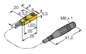 Turck Czujnik indukcyjny podtynkowy PNP, Zamykający BI2-Q5,5-AP6X-0,3-PSG3M