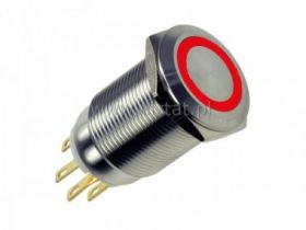 Przycisk stabilny 19mm LED czerwony 12V