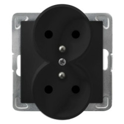 IMPRESJA Gniazdo podwójne z uziemieniem moduł bez ramki czarny metalik GP-2YRZ/m/33