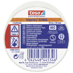 tesa 53988-00143-00 tesaflex Electrical Tape white 10m x 19mm 1 pc
