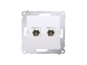 SIMON 54 Gniazdo antenowe typu "F" podwójne do instalacji indywidualnych białe DASF2.01/11 KONTAKT SIMON