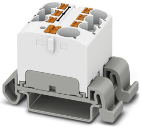 Distribution block, push-in connection, 0.2-6.0 mm², 7 pole, 32 A, 6 kV, white, 3273736