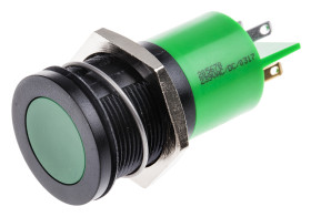 Lampka kontrolna do montażu panelowego 230V ac, zielona 22mm LED Czarny RS PRO