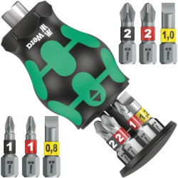 Uchwyt z magazynkiem Stubby + 6 bitów 1/4 2 WERA