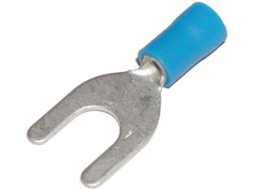 1x Konektor widełki 6,4mm na kabel 1,5-2,5mm2 izolowany niebieski