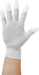 Gloves, with PU-coated fingertips, polyester, gray/white, XL, C-199 2817DR-2XL