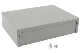 Obudowa Aluminium, stal szerokość zew. 152 mm długość zew. 203 mm wys. zew. 51 mm Hammond Szary