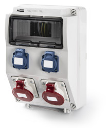 Złącze przemysłowe - zasilające 16A Gniazdo 400 V 2P + E, 3P + E RS PRO Szary IP44