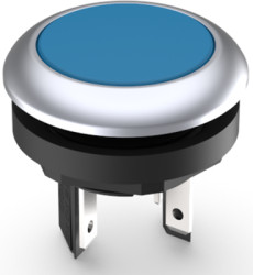 Pushbutton, 1 pole, blue, illuminated  (white), 0.1 A/35 V, mounting Ø 16.2 mm, IP65/IP67, 1.15.210.121/2600