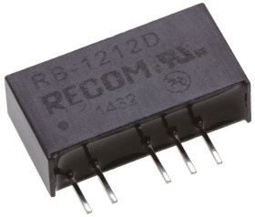 Przetwornica DC-DC, 1W, Uwe 10,8 → 13,2 V DC, Uwy ±12V dc, Iwy ±42mA, Recom Tak