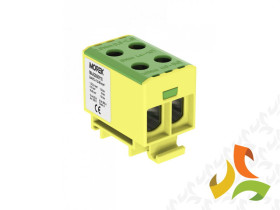 Złączka szynowa AL/CU 1.5-50 mm2 żółto-zielona 2x gwintowa rozgałęźna TS 35 1 tor 4 otwory zaciskowe 89732009 SIMET