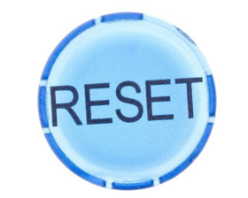 Soczewka przycisku 22mm płaska niebieska z opisem RESET M22-XDL-B-GB14 218336
