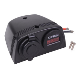 Cigarette Light Socket + Ammeter with Panel Mount Housing 7-33VDC A13-144