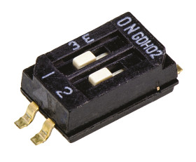 Przełącznik DIP 2-pozycyjny DPST SMD 25 mA przy 24 V DC -30 → +85°C