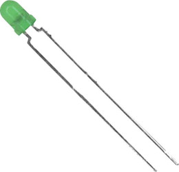Dioda LED THT Vishay TLHG4400, zielony, okrągły, 3 mm, 13 mcd, 60 °, 30 mA, 2.4 V