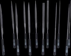 140.3050 Needle file set with plastic handle, 12 pieces