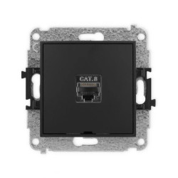 ICON Mechanizm gniazda komputerowego pojedynczego 1xRJ45, kat. 8, ekranowane, 8-styk, bez pola opisowego czarny mat 12IGKBO-11