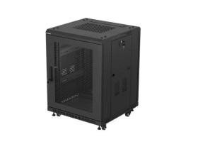 Szafa instalacyjna rack stojąca 19 15u 600x600 czarna drzwi perforowane lanberg (flat pack)