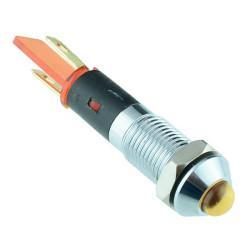 Yellow LED 8mm Metal Panel Indicator 12V