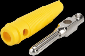 Bunch plug, 4 mm, screw-in, cross-hole, yellow