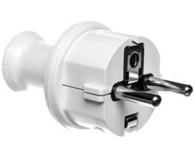 Wtyczka prosta 16A z/u Uni-Schuko 250V IP44 biała WT-40H