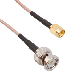 Coaxial cable, BNC plug (straight) to SMA plug (straight), 50 Ω, RG-316/U, grommet black, 153 mm, 245101-01-06.00