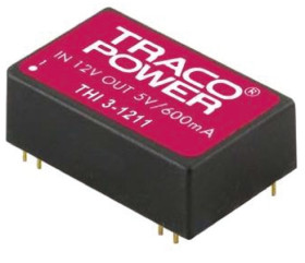 Przetwornica DC-DC, 3W, Uwe 4,5 → 5,5 V DC, Uwy 5V dc, Iwy 600mA Nie, TRACOPOWER Tak