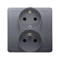 Simon Basic Gniazdo podwójne z/u z funkcją niezmienności faz z przesłonami 16A 250V stal inox BMGZ2TZ/21