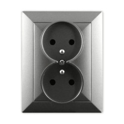 OPAL Gniazdo podwójne z uziemieniem grafitowe GPt-6 Op GR