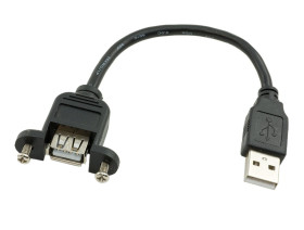 Panel Mount - USB A Male to USB A Female - Stub