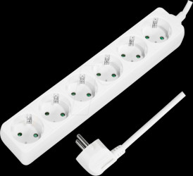 LPS238 Socket outlet, 6 sockets, 1.5 m, white