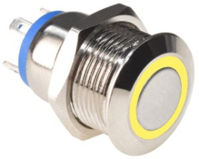 Przełącznik monostabilny RING 12mm żółty 12-24V
