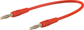 Measuring lead with (2 mm plug, spring-loaded, straight) to (2 mm plug, spring-loaded, straight), 600 mm, red, PVC, 0.5 mm², 28.