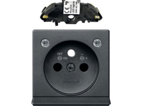 MERTEN SYSTEM M Płytka czołowa gniazda z uziemieniem z gniadem oświetlenia i diodą LED z przesłonami antracyt MTN2534-0414 SCHNE