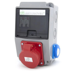 Rozdzielnica budowlana 2*GS 230V + 32A/5 + zabezpieczenia, obudowa naścienna, okienko 6M, 6NO22C01