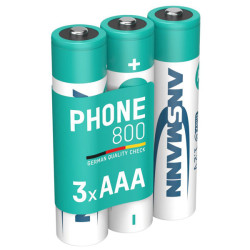 Ansmann 5030142 DECT AAA Battery 800mAh 1.2V 3 pieces Rechargeable Low-Discharge