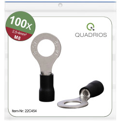 Quadrios 22C454 Ring Terminal 4.0 mm&#xB2; &#xD8;8.5mm Black Partially Insulated