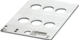 PVC device marker, (L x W) 39.5 x 30 mm, white, carrier card with 6 pcs, 0803876