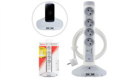 Helmo Przedłużacz Biurkowy Stojący 4Xgniazda Z/U 16A 230V + 2Xusb +1Xmicrousb...