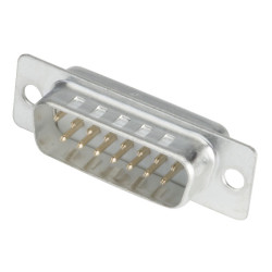 TruConnect 15 Way Solder Lug, D-Type Plug Connector, Panel or Backshell Mount