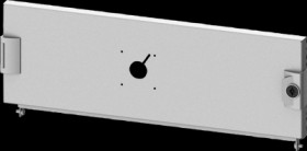 Compartment door, rectangular, sheet steel, (W x H x D) 600 x 200 x 25 mm, light gray, for built-in installation devices, 8PQ202