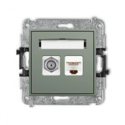 ICON Mechanizm gniazda antenowego poj. typu F (SAT) + gniazda komp. poj. 1xRJ45, kat. 5e, 8-stykowy szałwiowy 61IGFK-1