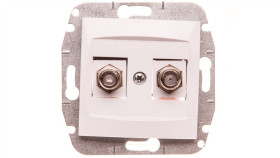 Carla Gniazdo Antenowe Podwójne Tv Typ F-F Bez Ramki Białe 1787-10